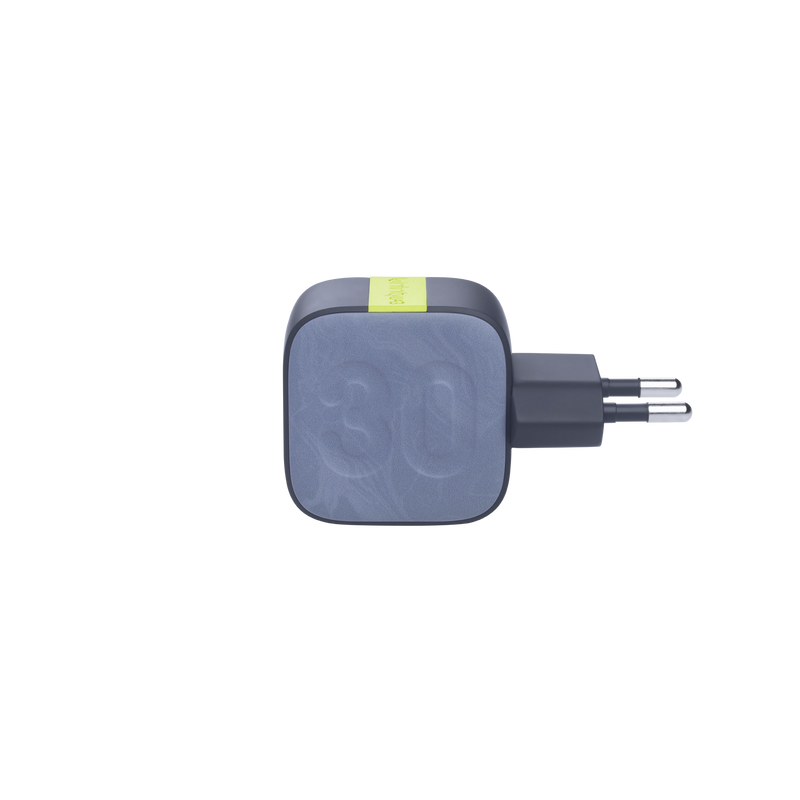 InstantCharger 30W 2 USB - Blue - Compact USB-C and USB-A PD charger - Left image number null