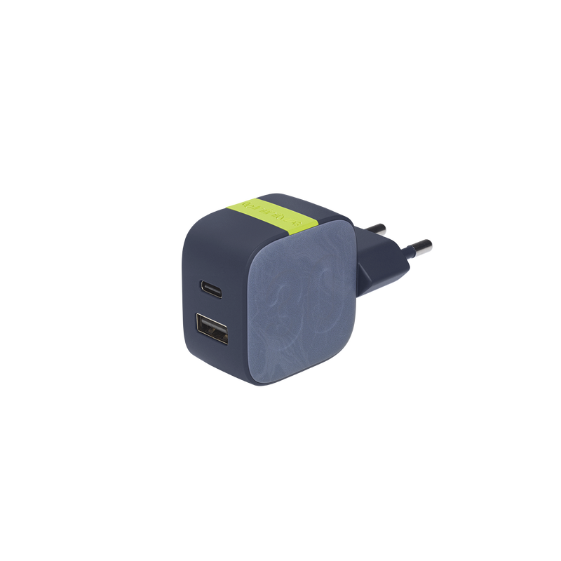InstantCharger 30W 2 USB - Blue - Compact USB-C and USB-A PD charger - Hero image number null