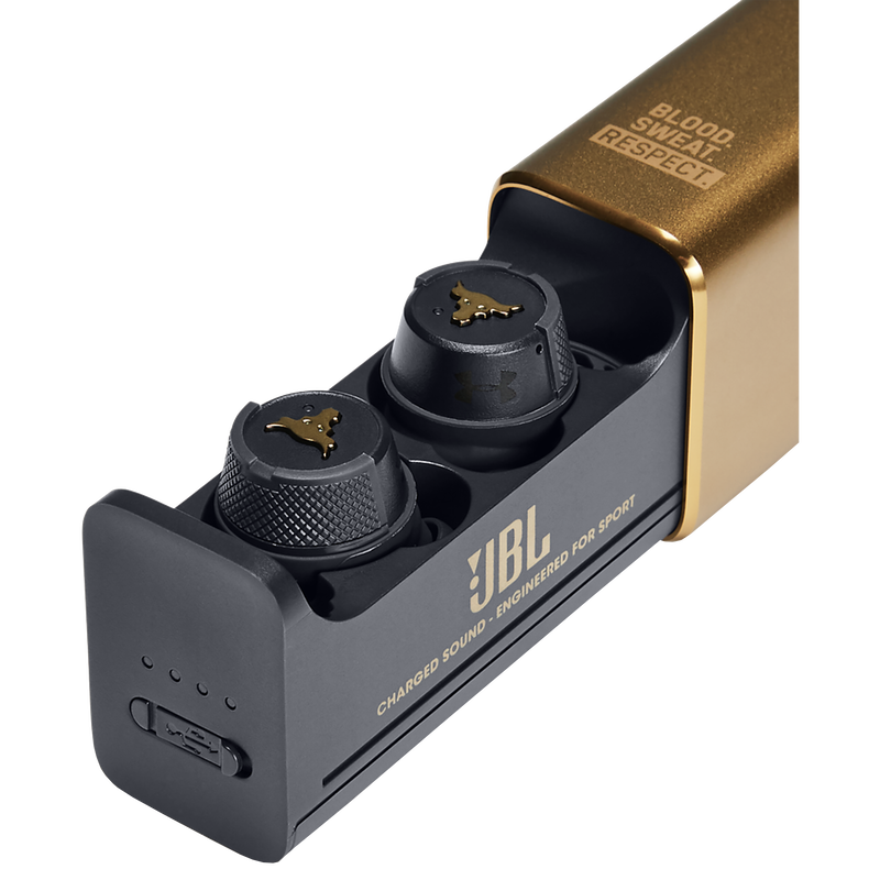 UA Project Rock True Wireless – Engineered by JBL - Black - True wireless sport headphones to maximize each and every workout, with JBL technology and sound - Detailshot 3 image number null