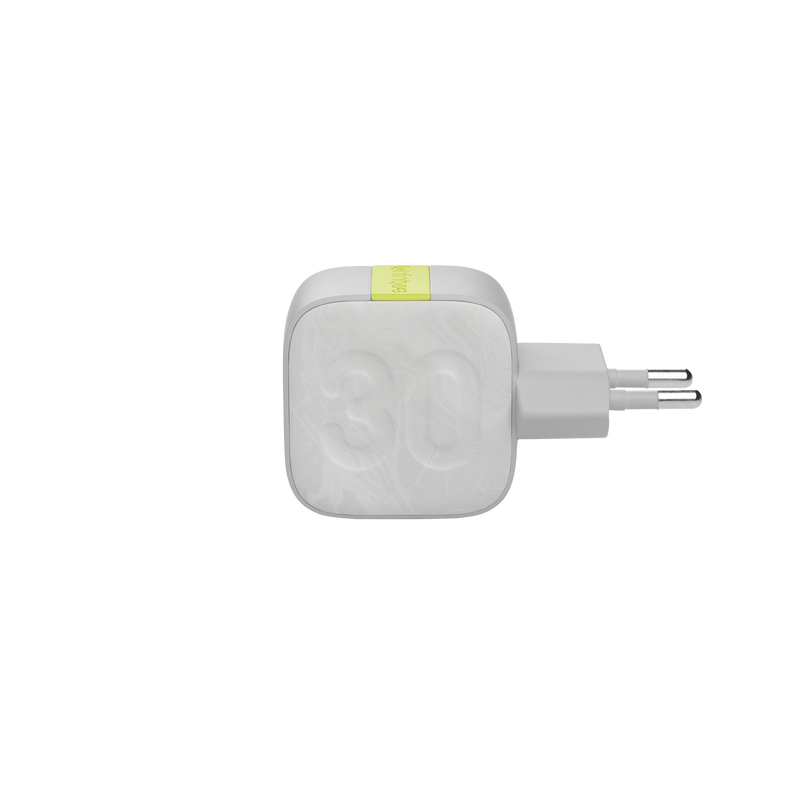 InstantCharger 30W 2 USB - White - Compact USB-C and USB-A PD charger - Left image number null