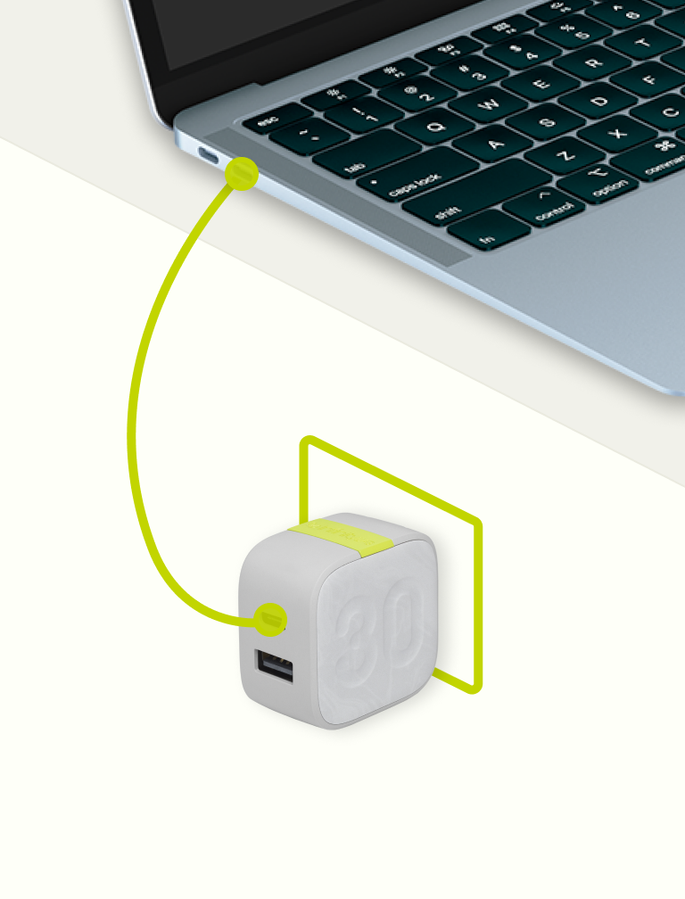 InstantCharger 30W 2 USB Быстро заряжайте ноутбуки с разъемом USB-C - Image